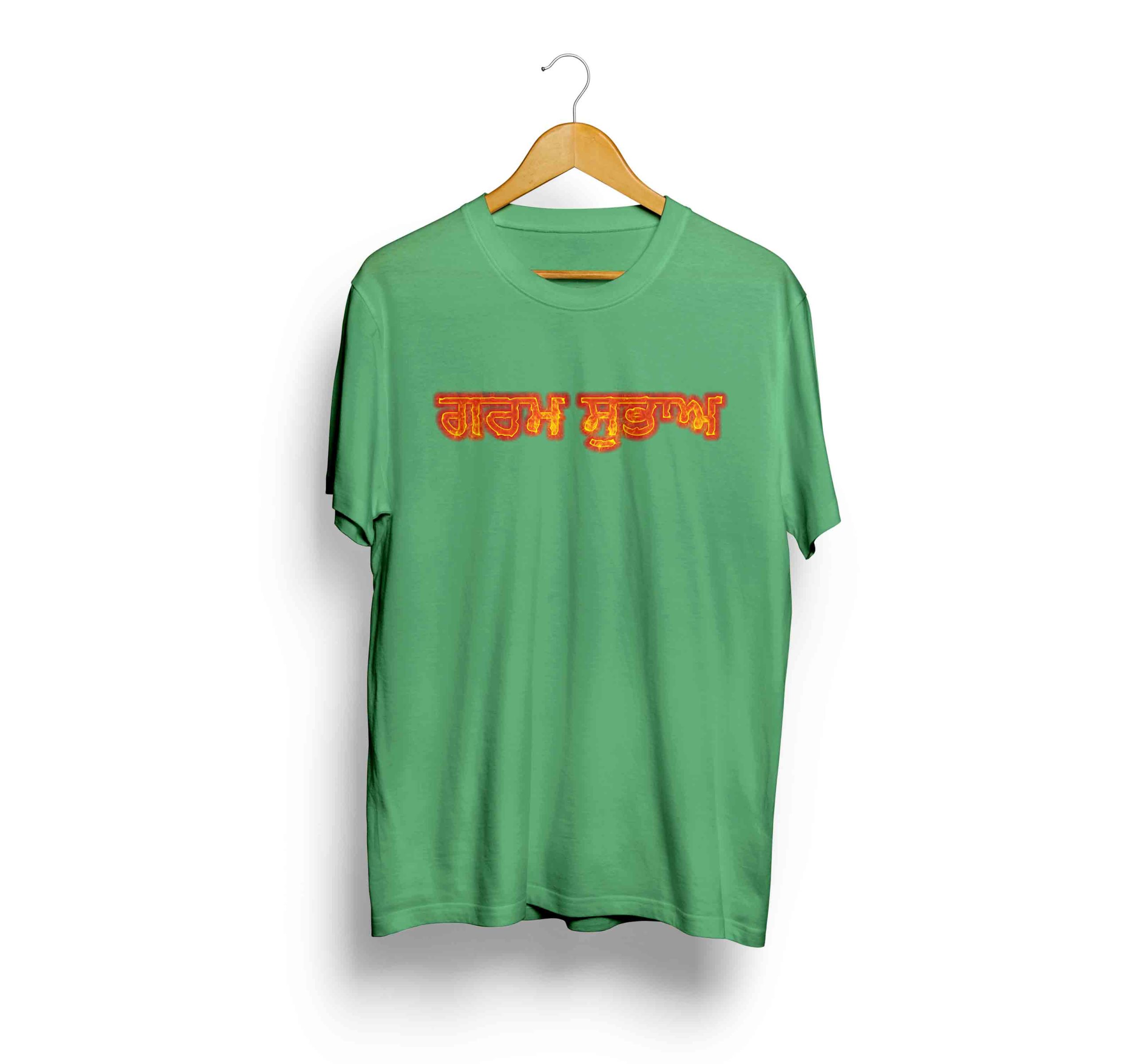 Garam Subha | Punjabi Printed Pistachio green T-shirt for Men